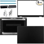 8 Pcs Replacement LCD Back Laptop Parts Cover Case Lid Front Bezel with Hinges and Two Adhesive Strips and Shaft Cover Compatible with Dell Inspiron 15 3510 3511 3515 3520 3525 00WPN8